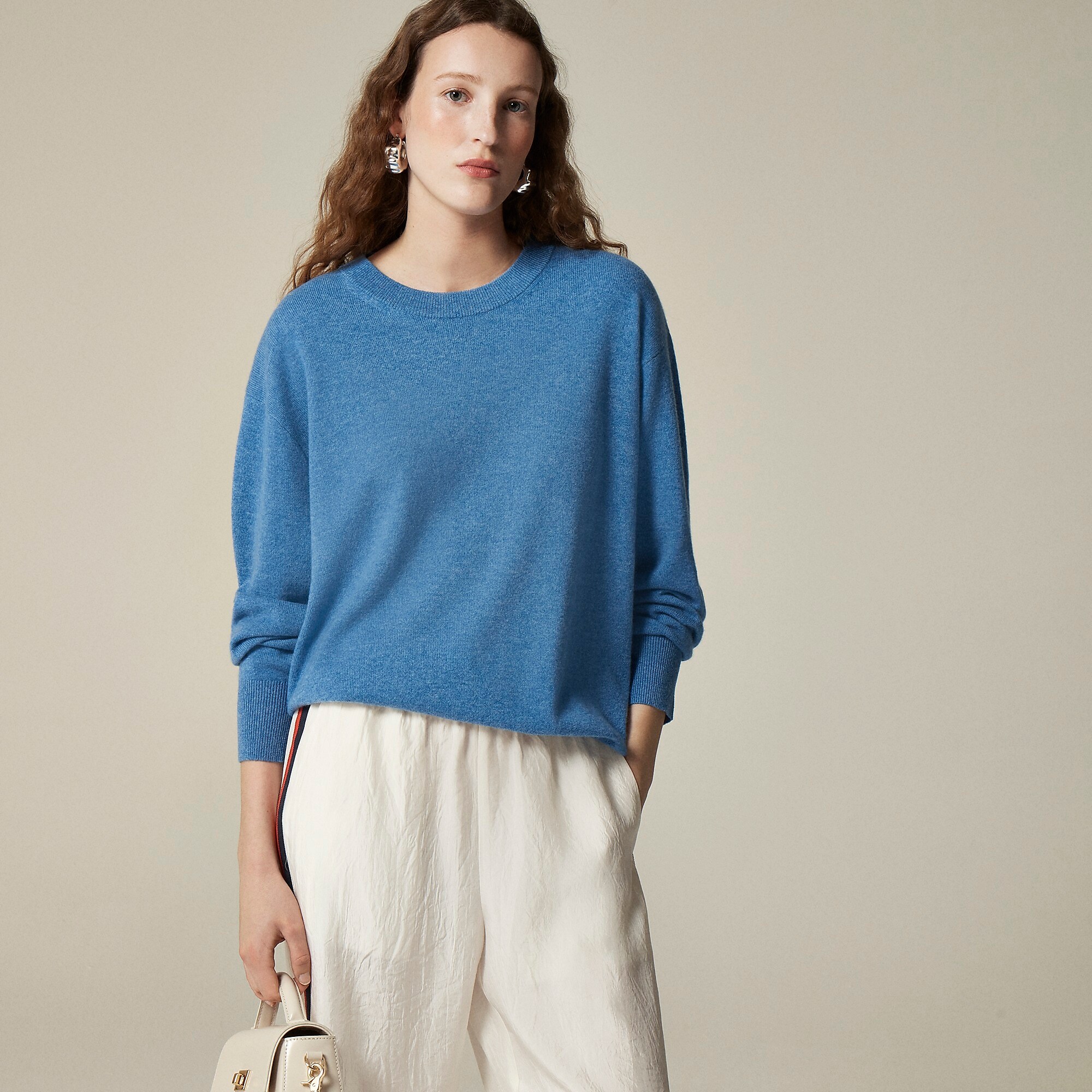 Cashmere relaxed crewneck sweater-Hthr Twilight