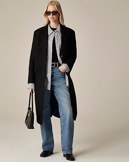 Étienne oversized shirt in striped cotton poplin-Navy Stripe