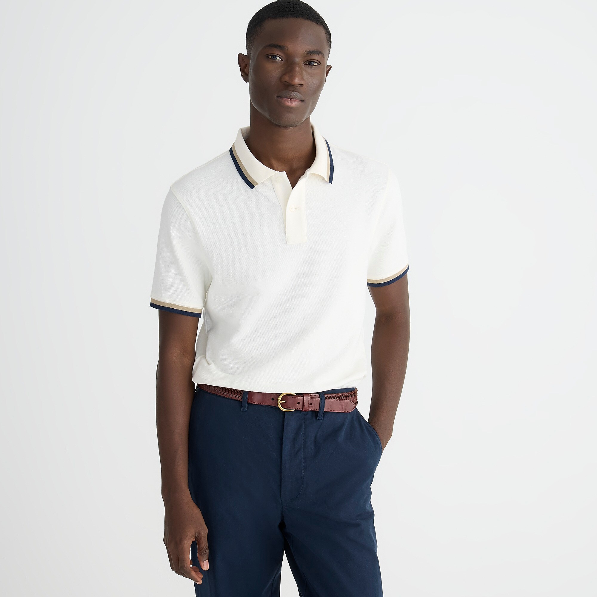 Classic piqué polo shirt-Blocked Tipped Ivory Na