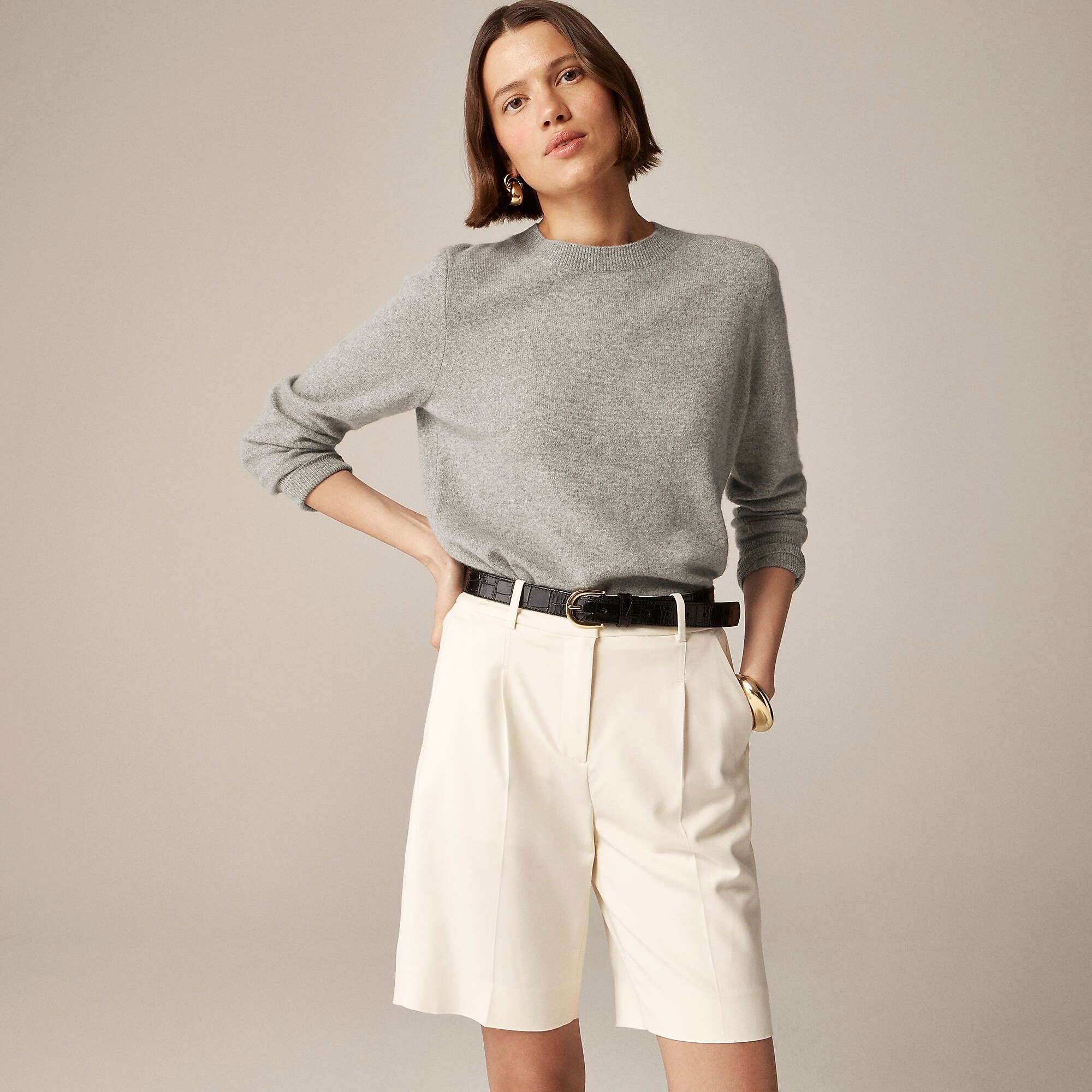 Cashmere classic-fit crewneck sweater-Hthr Ash