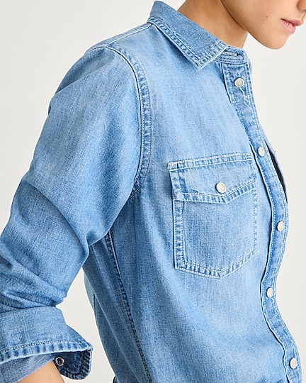 Wren slim western chambray shirt in Callie wash