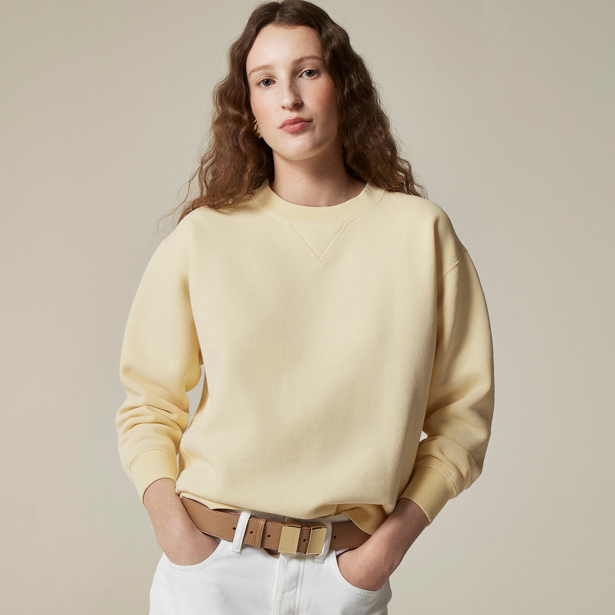 Heritage fleece oversized crewneck sweatshirt-Sunflower Sands