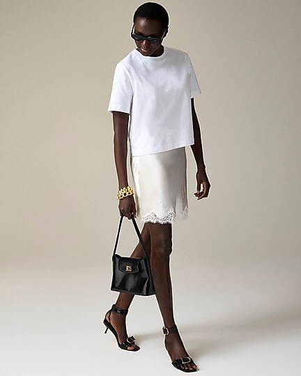 Relaxed premium-weight cropped T-shirt-White