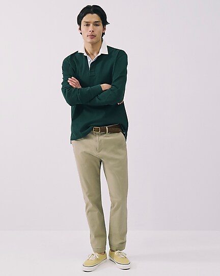 Rugby shirt with striped placket-Woodland