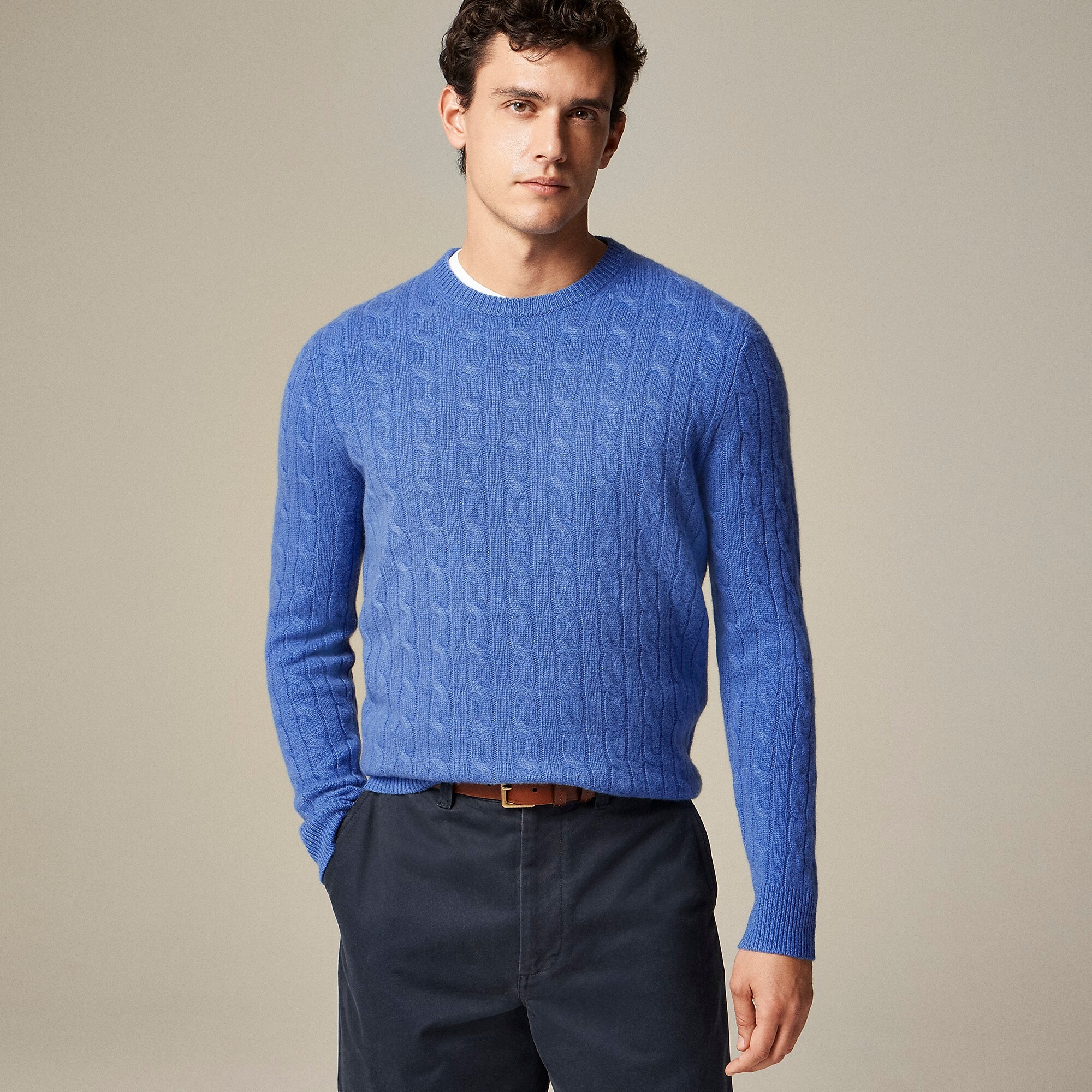 Cashmere cable-knit sweater-Bright Bluebell