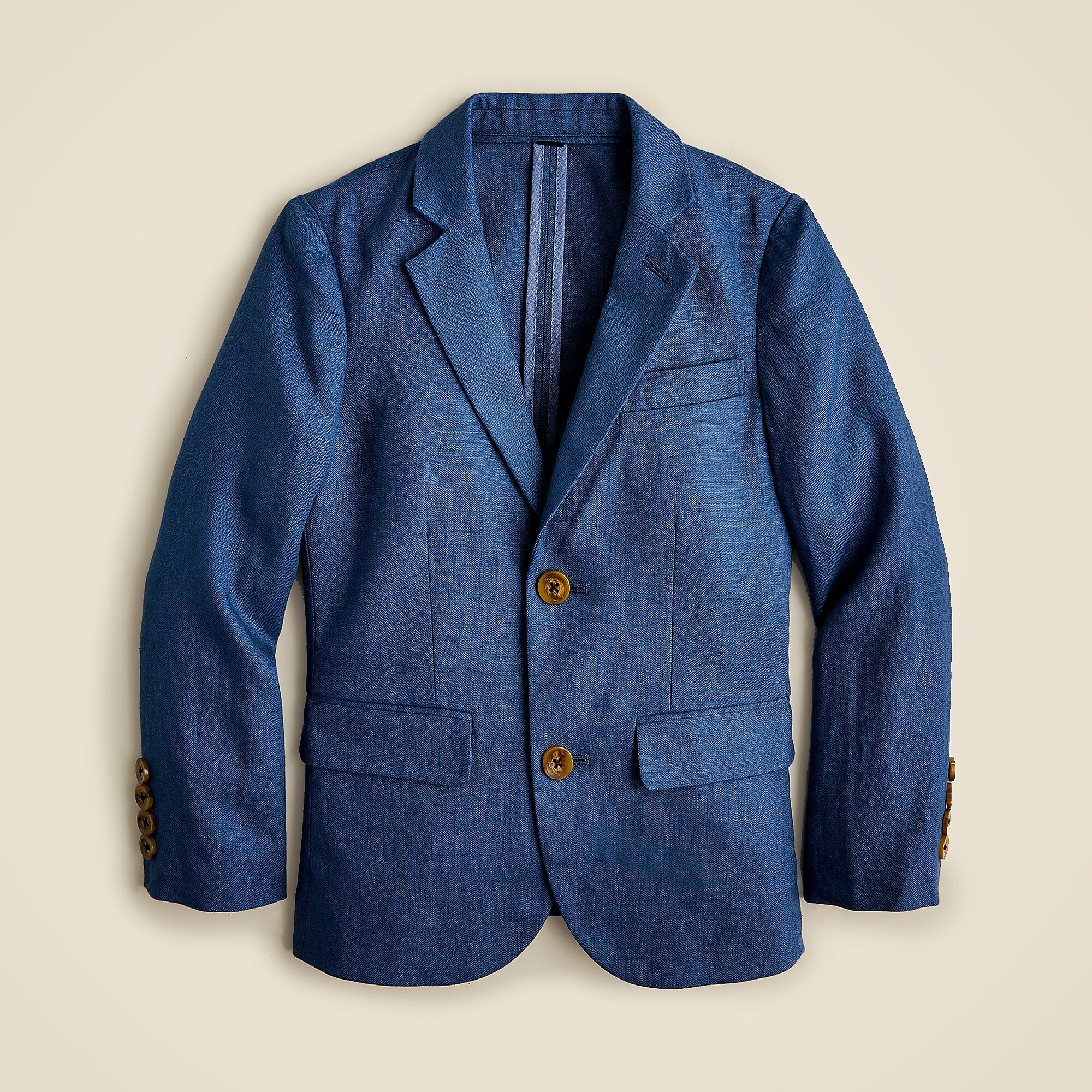 Boys' Ludlow unstructured suit jacket in linen-Union Blue