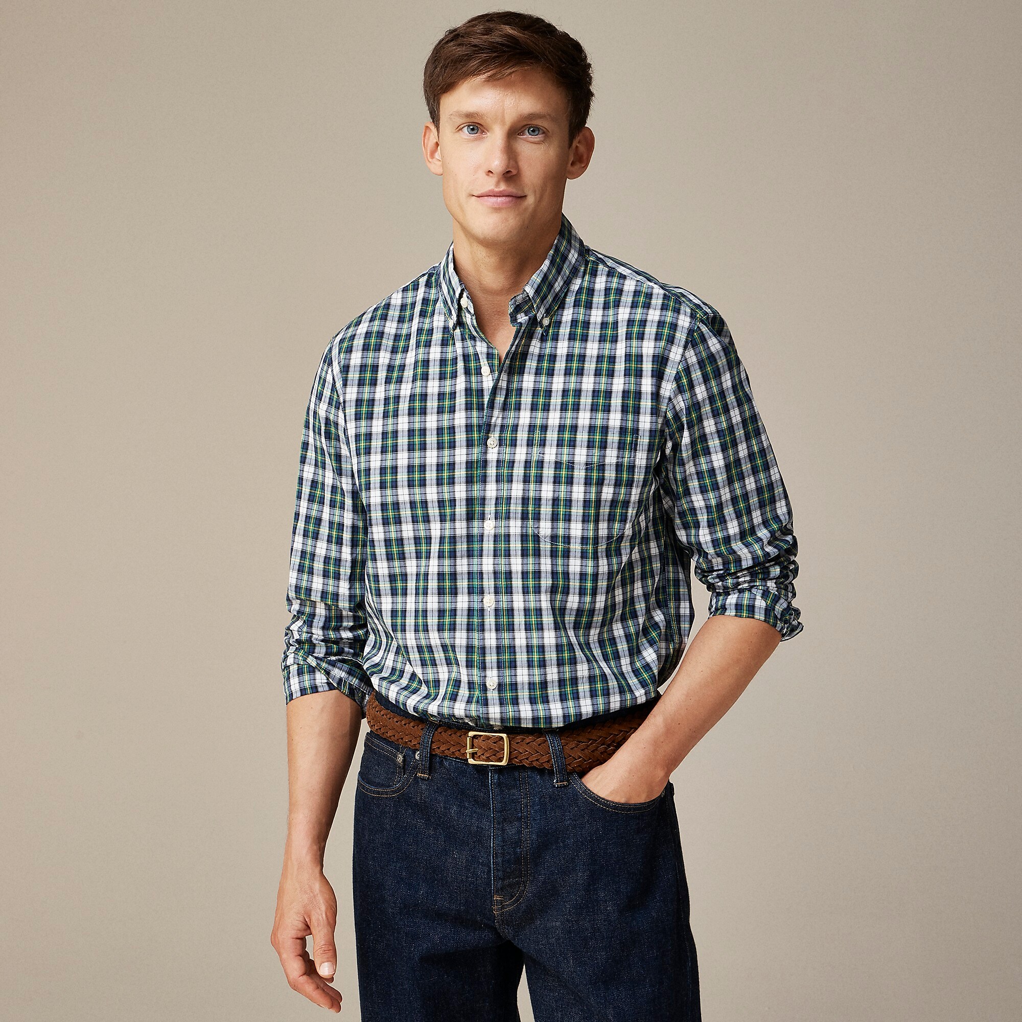 Secret Wash cotton poplin shirt-Adam Green Blue