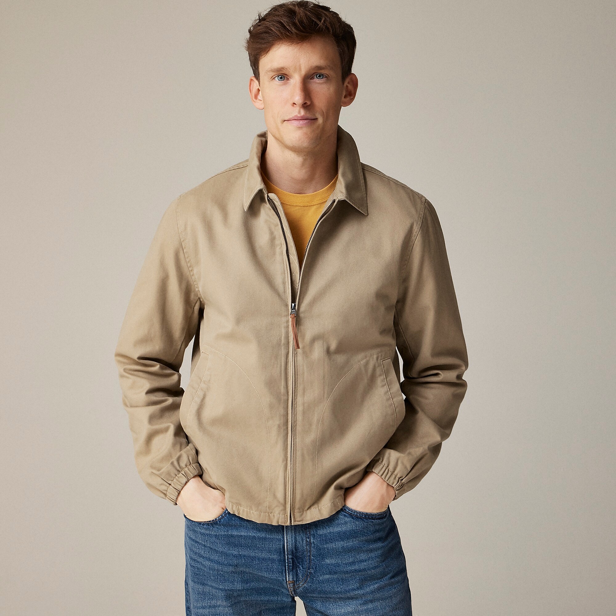 Harrington jacket in cotton twill-Commander Khaki