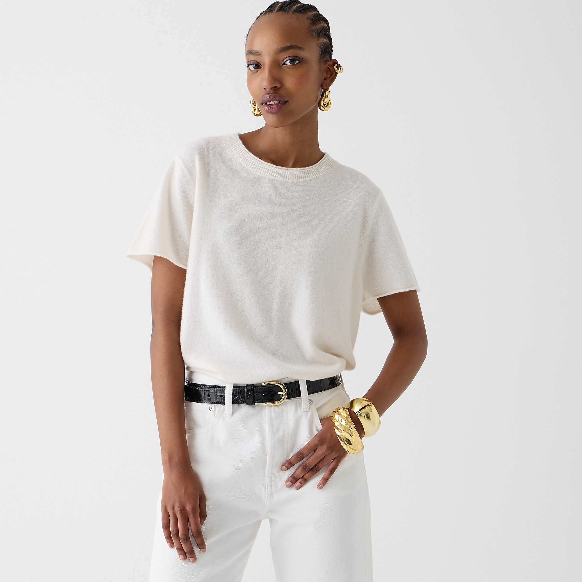 Cashmere relaxed T-shirt-Snow