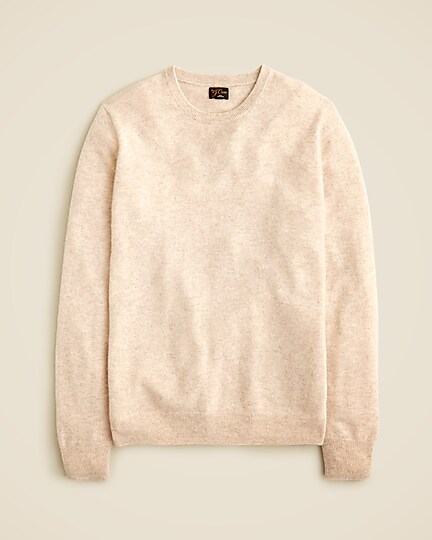 Cashmere crewneck sweater in houndstooth-Hthr Birch