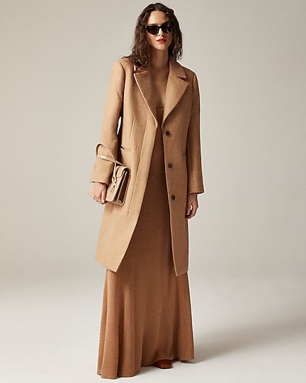 Savoy topcoat in Italian wool-blend melton-Soft Brown