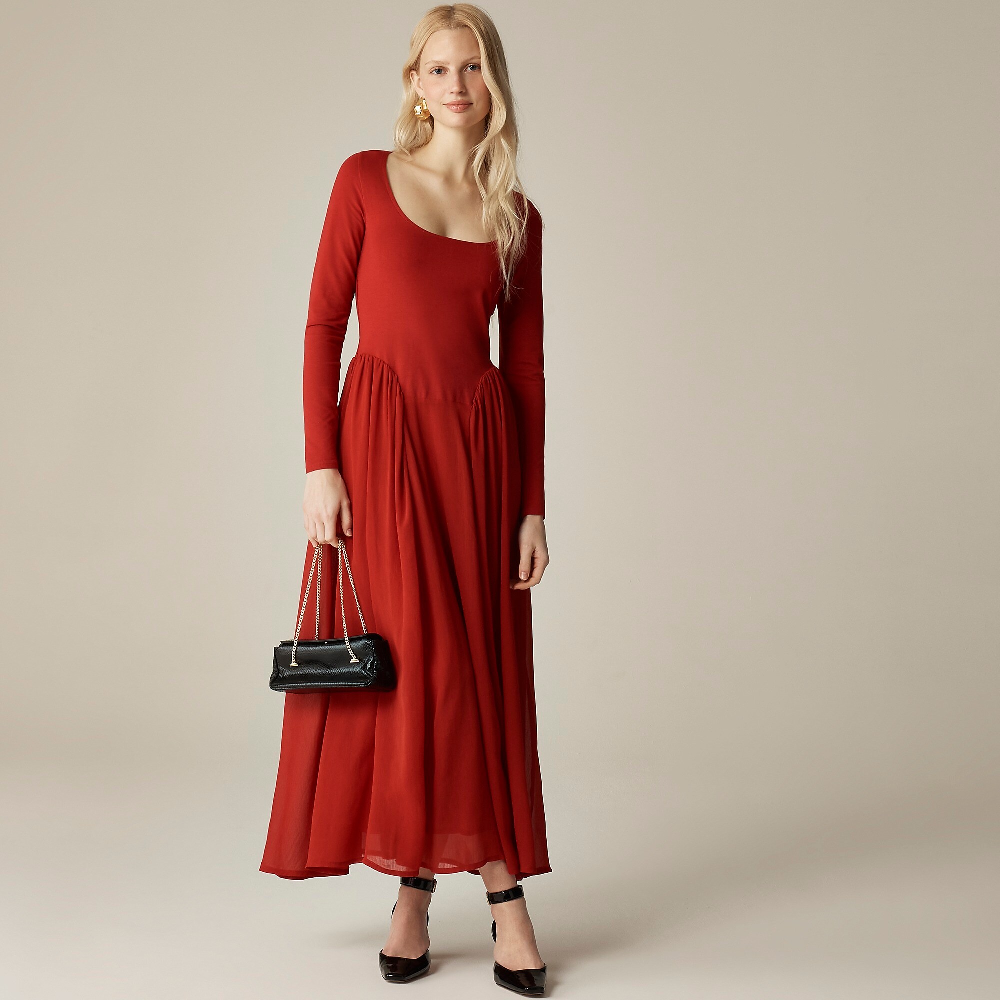 Ballet dress with chiffon skirt-Persian Red