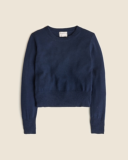Cashmere shrunken crewneck sweater-Navy