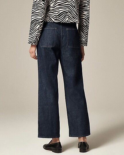Slim-wide jean with stacked-button-Rinse Wash