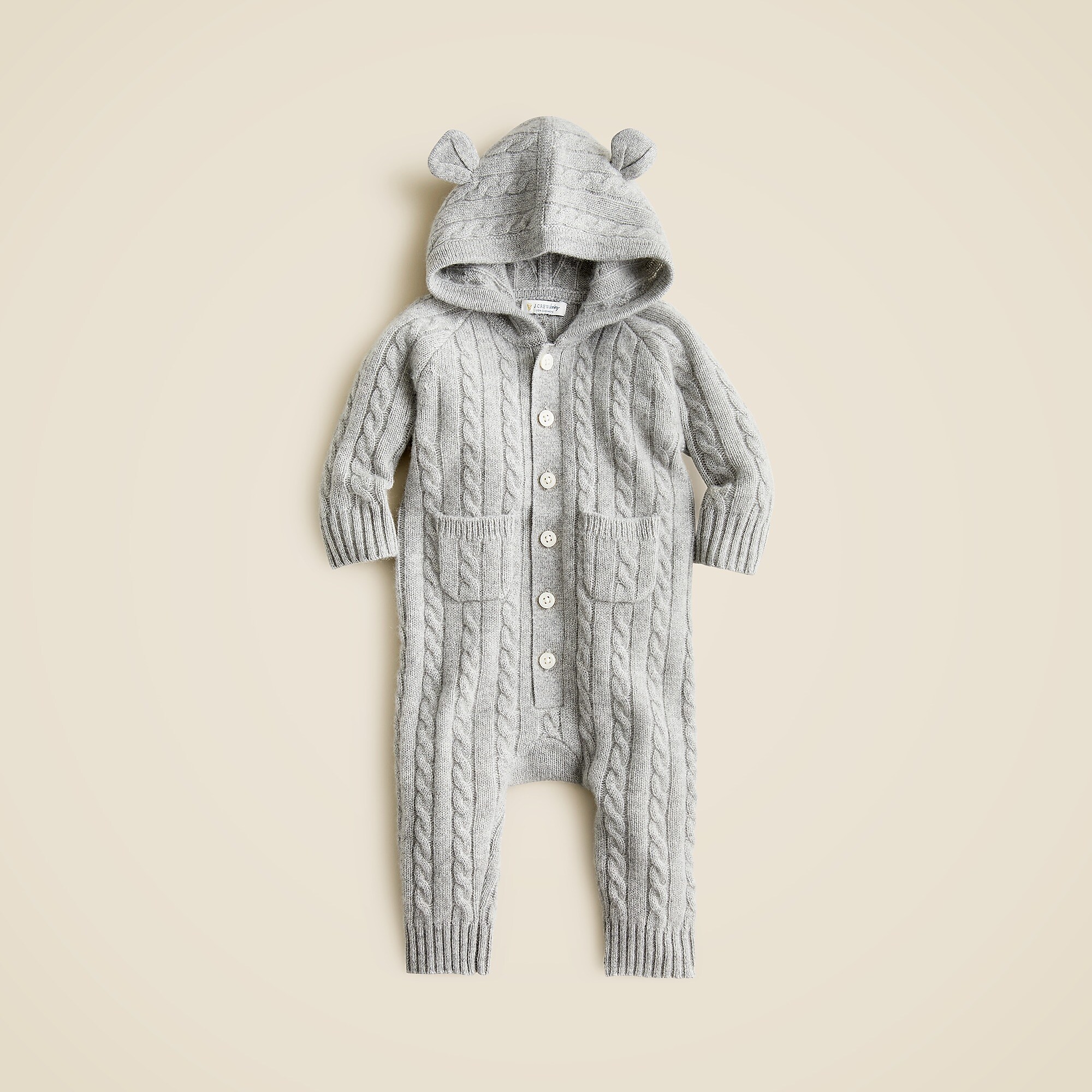 Limited-edition baby cashmere cable-knit bear one-piece
