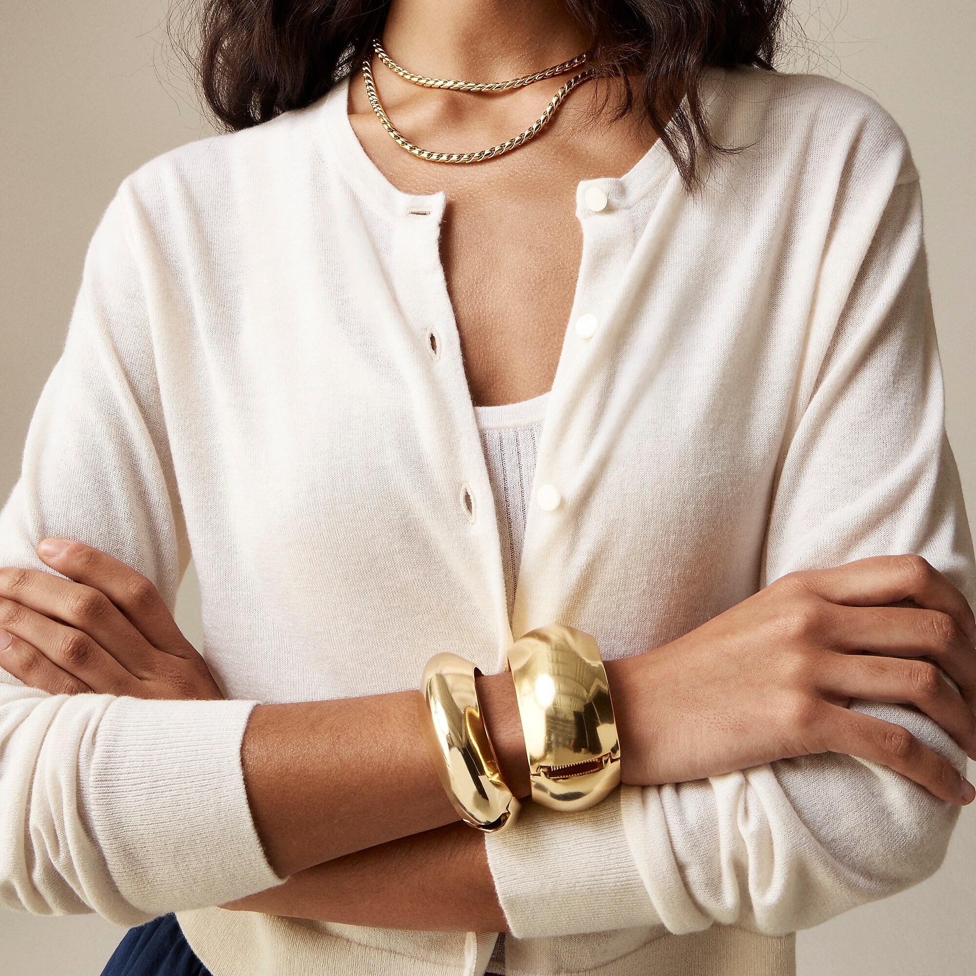 Featherweight cashmere shrunken cardigan sweater-Snow
