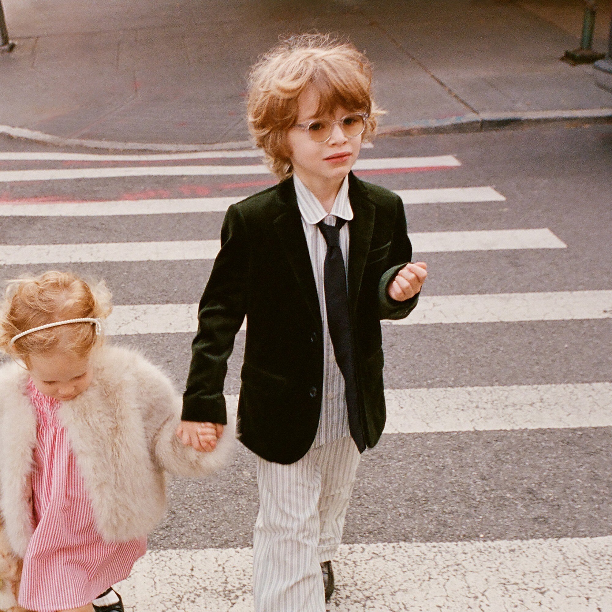 Boys' Ludlow blazer in velvet-Dark Green