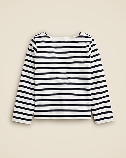 Classic mariner cloth boatneck T-shirt in stripe-Ivory Navy
