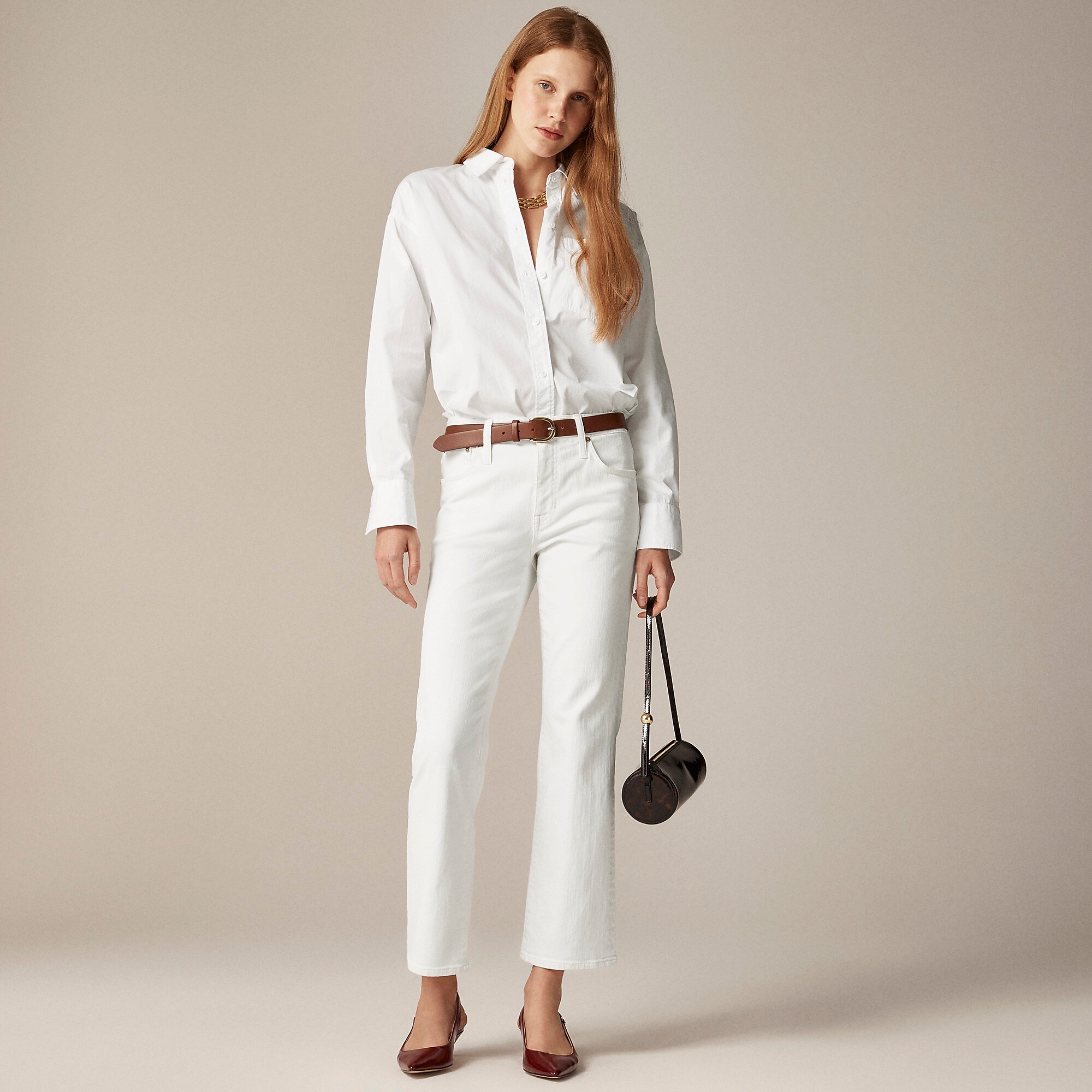 Mid-rise kickout jean-White Denim