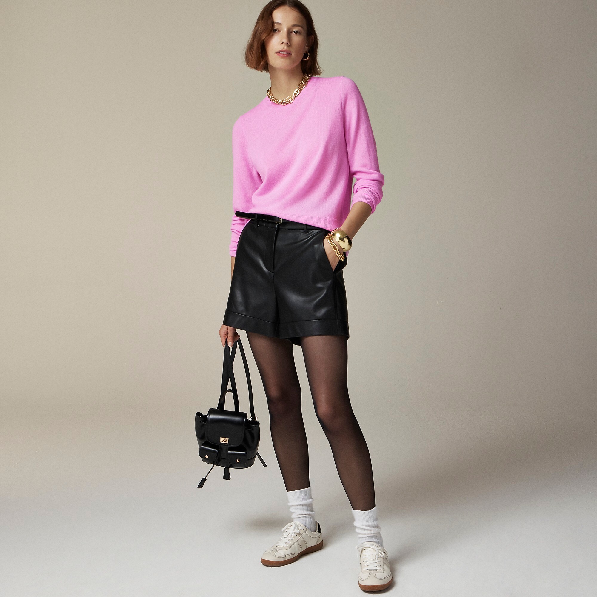 Cashmere classic-fit crewneck sweater-Neon Orchid