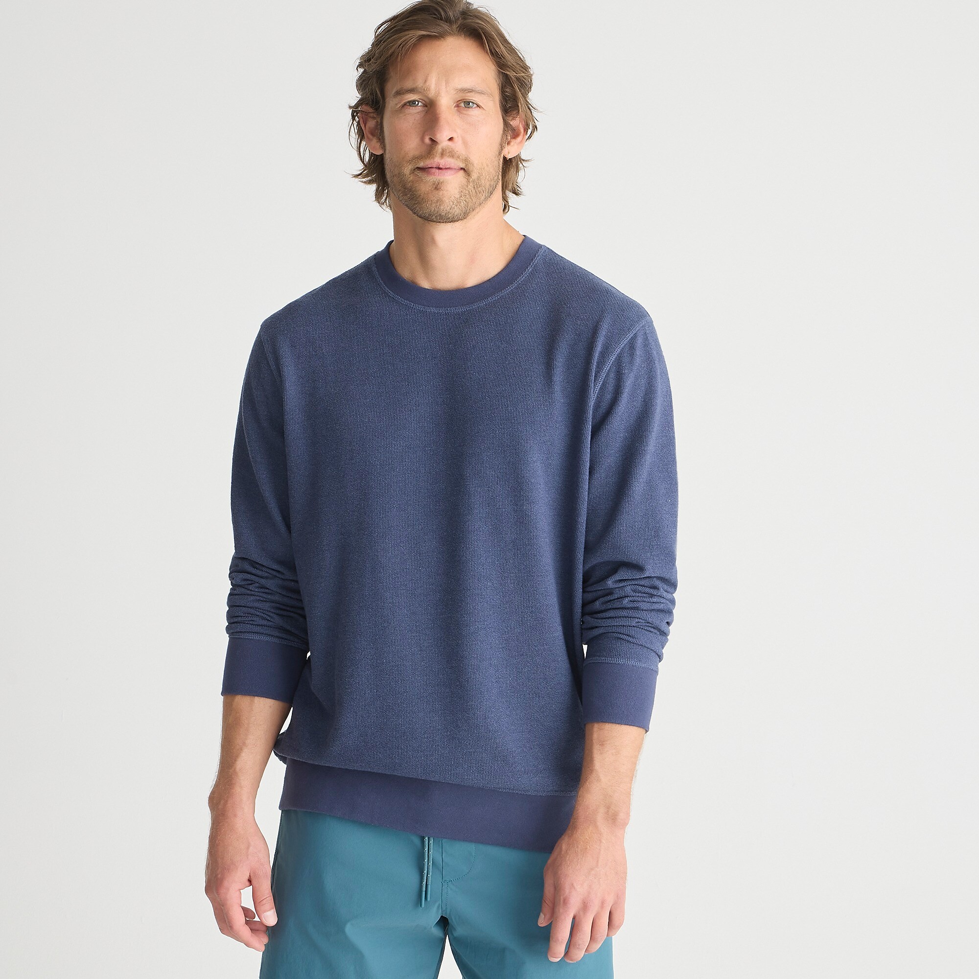 Long-sleeve textured sweater-tee-Darkest Indigo Single D