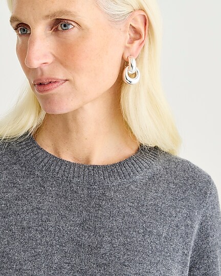 Cashmere shrunken crewneck sweater-Hthr Charcoal
