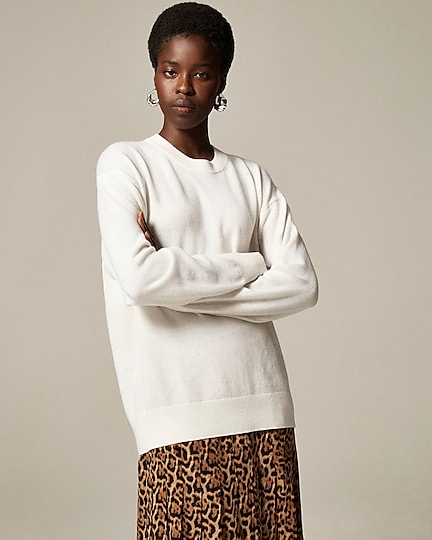 Cashmere relaxed crewneck sweater-Snow