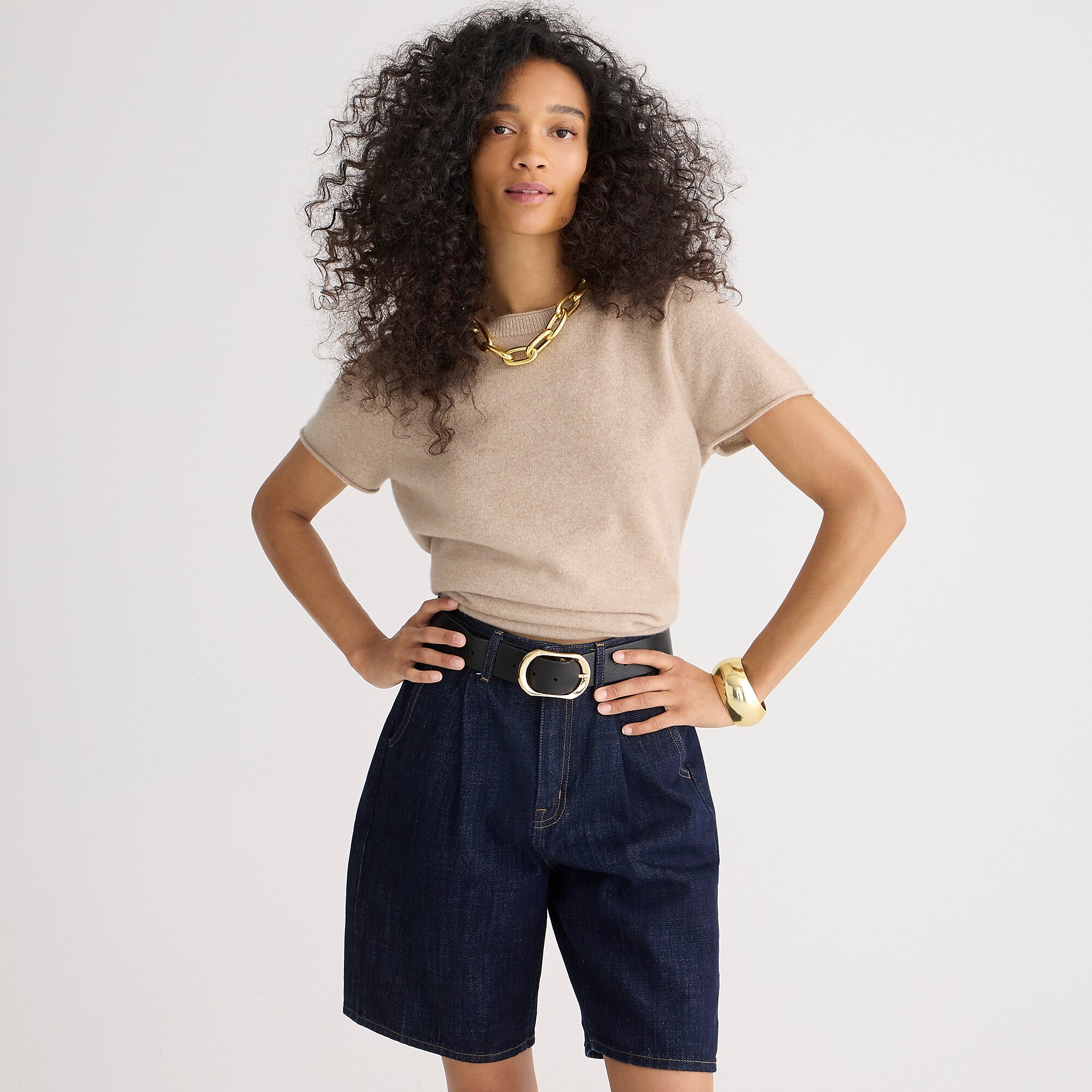 Cashmere relaxed T-shirt-Hthr Stone