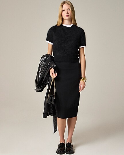 Brushed cashmere T-shirt-Black