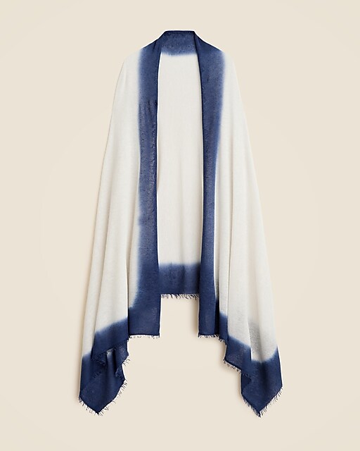 Oversized dip-dyed featherweight cashmere wrap-Ivory Navy