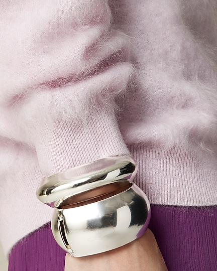Brushed cashmere relaxed crewneck sweater-Frosty Lilac