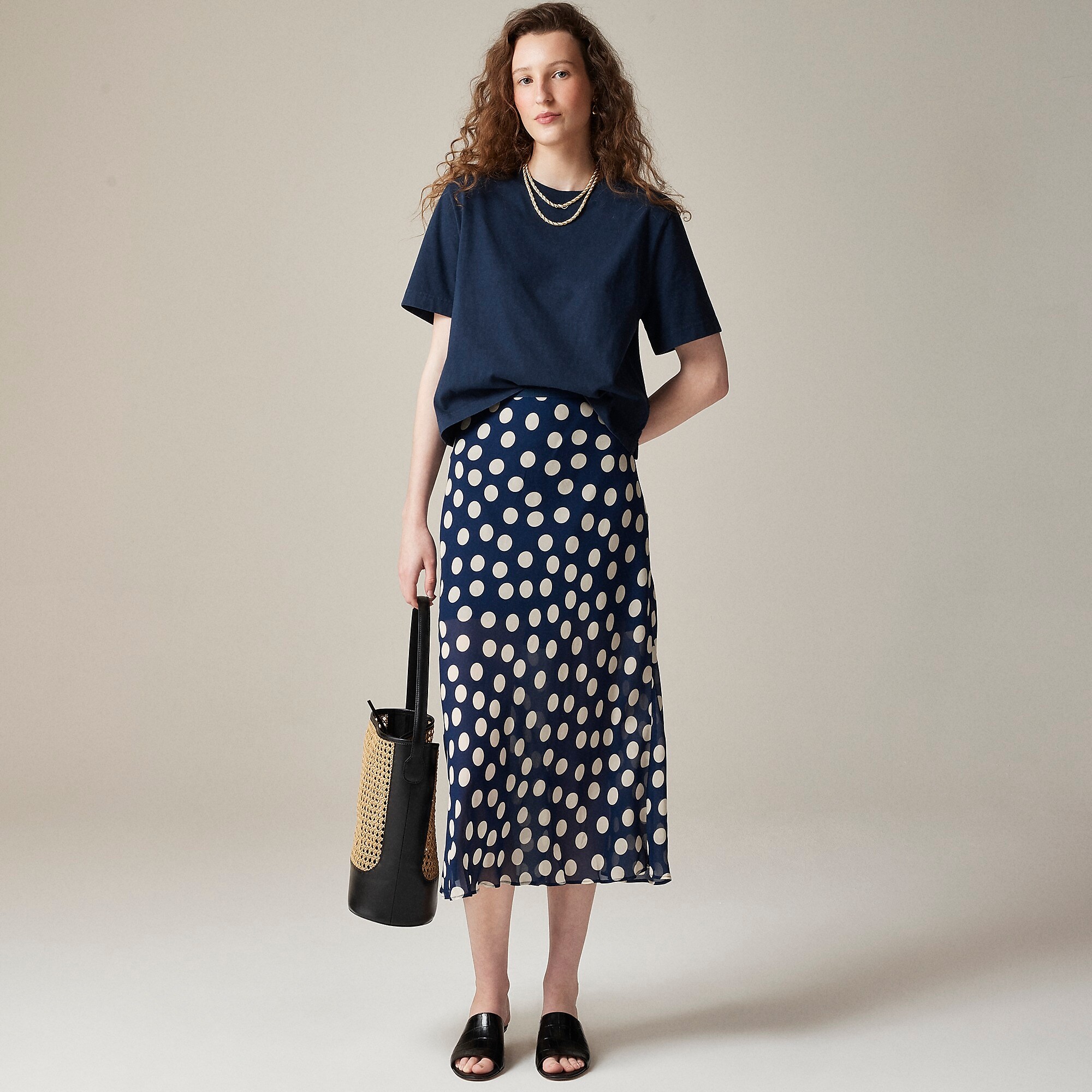 Relaxed premium-weight cropped T-shirt-Navy