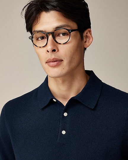 Cashmere collared sweater-polo-Hthr Birch