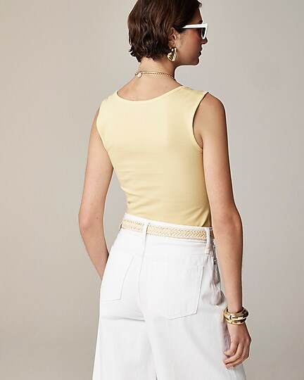 Cropped fine rib scoopneck tank top-Sunflower Sands