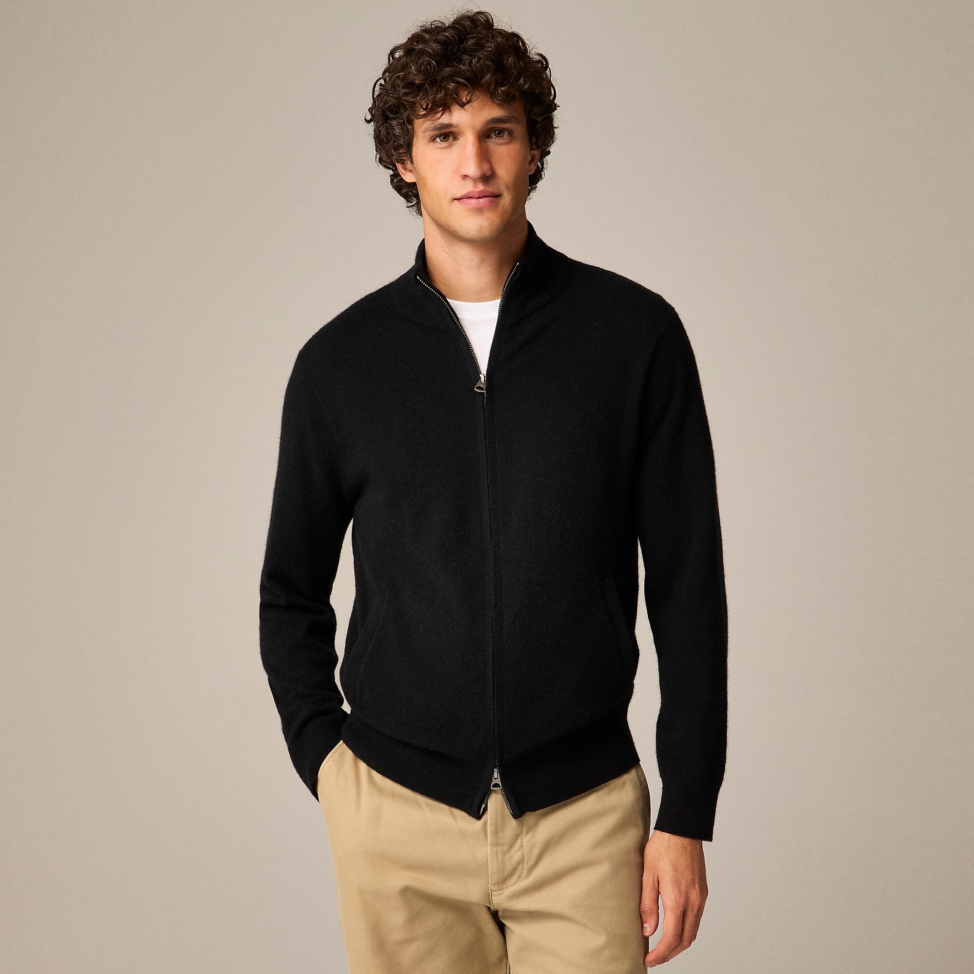 Cashmere full-zip sweater-Black