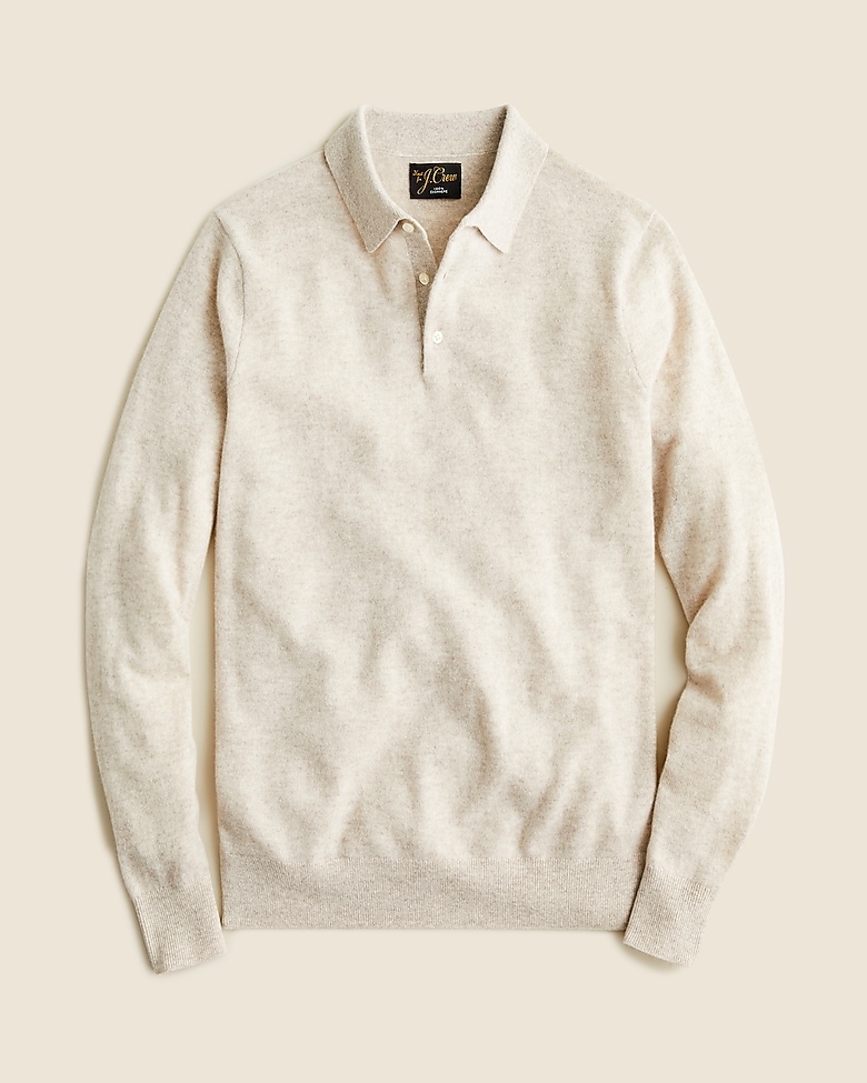 Cashmere collared sweater-polo-Hthr Birch