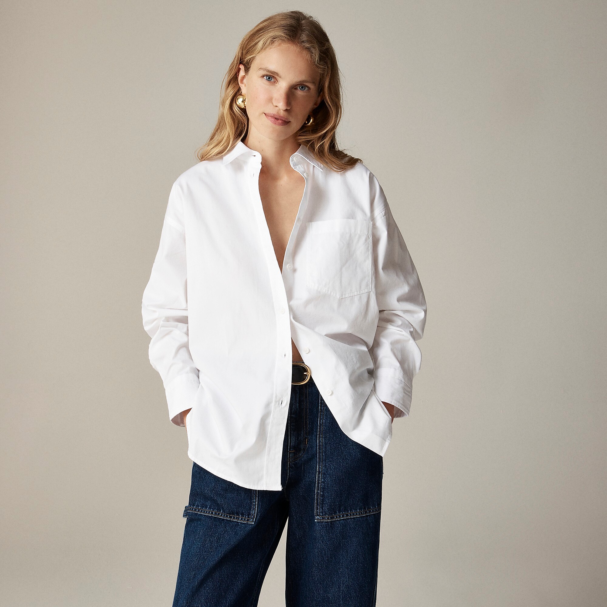 Étienne oversized shirt in striped cotton poplin-White