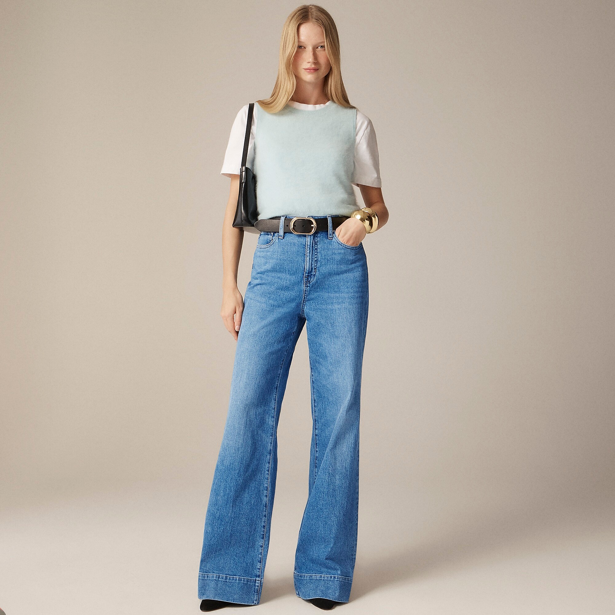 High-rise denim trouser jean-Rose Lark Wash