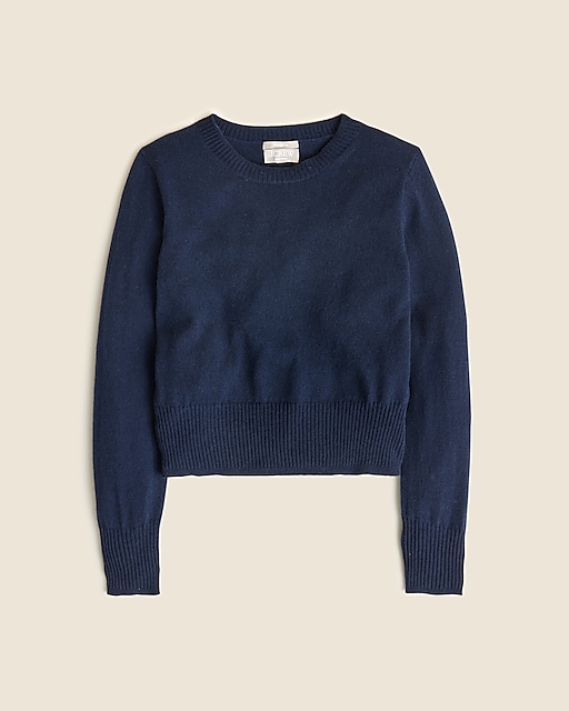Cashmere shrunken crewneck sweater-Navy