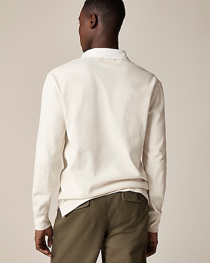 Rugby shirt with striped placket-Natural