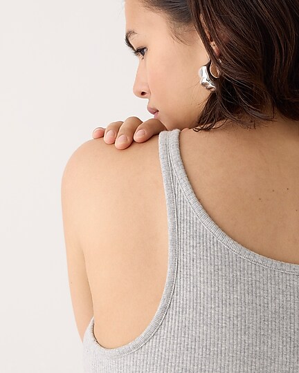 Vintage rib shelf-bra tank top-Hthr Grey