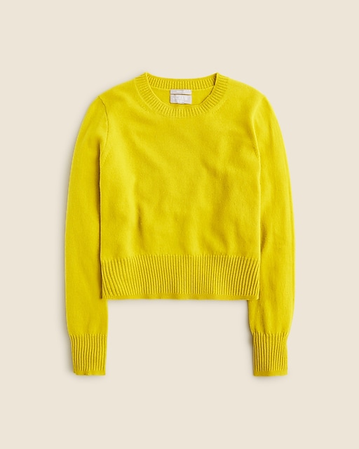 Cashmere shrunken crewneck sweater-Chartreuse