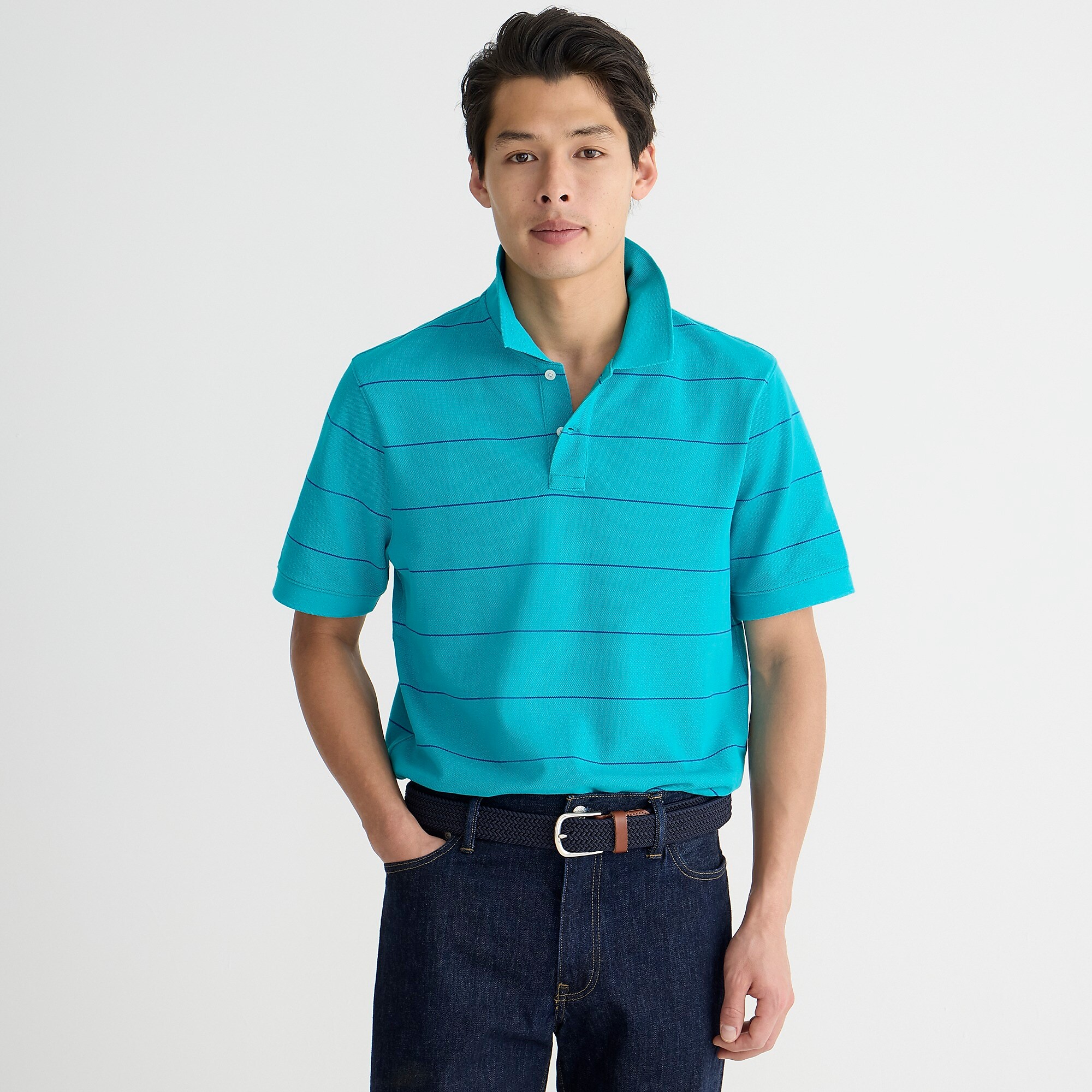 Classic piqué polo shirt-Turquoise Blue Wave Str