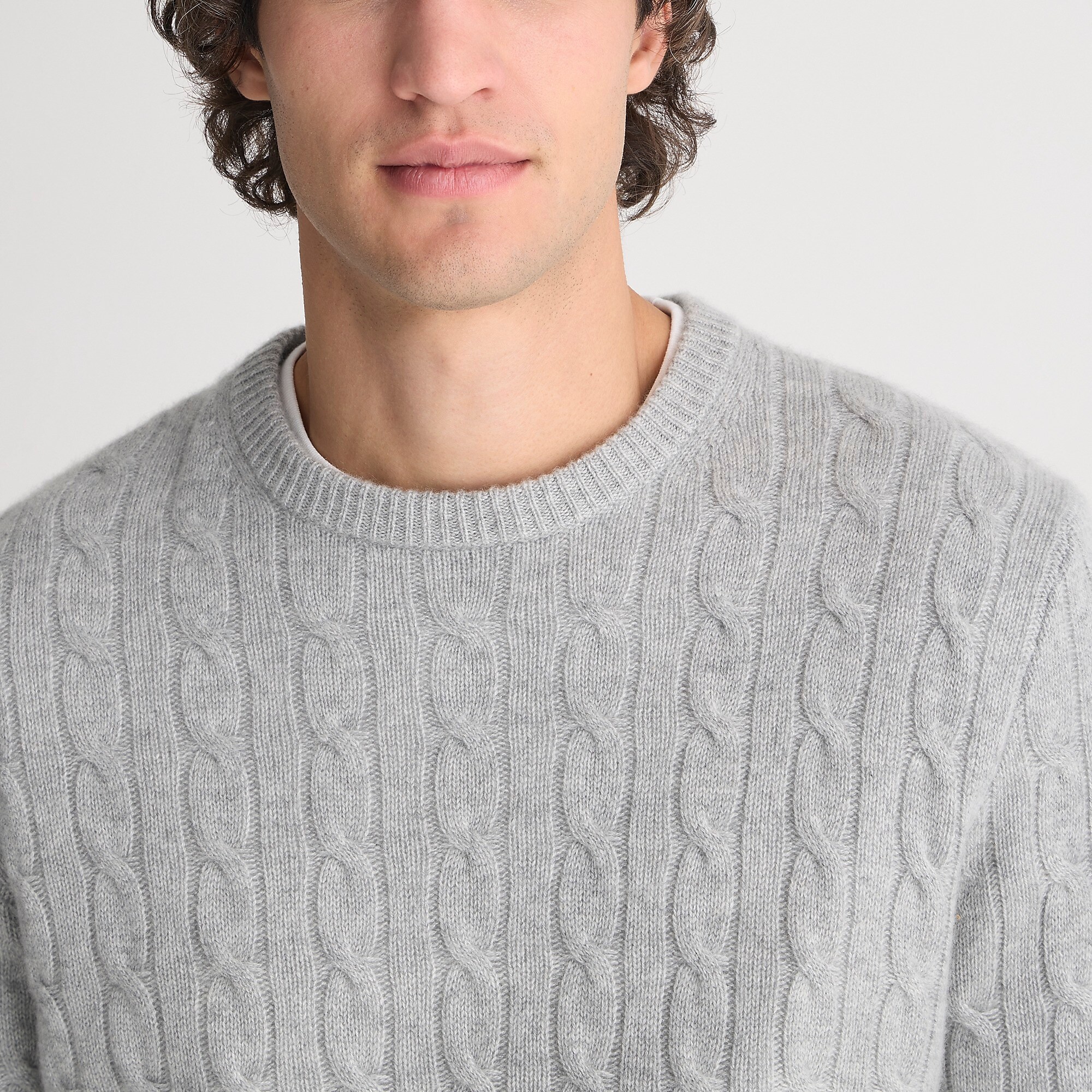 Cashmere cable-knit sweater-Hthr Grey