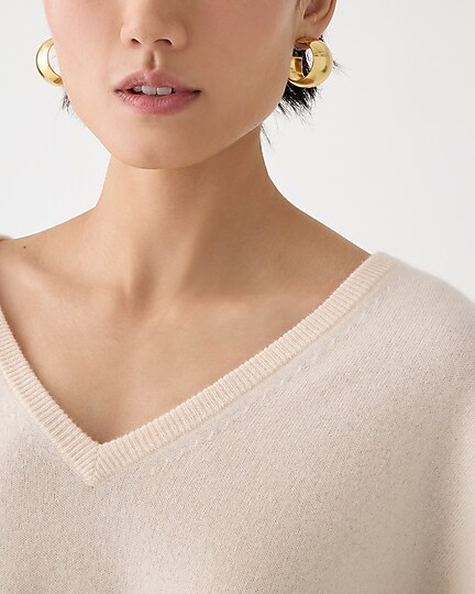 Cashmere relaxed V-neck sweater-Hthr Muslin