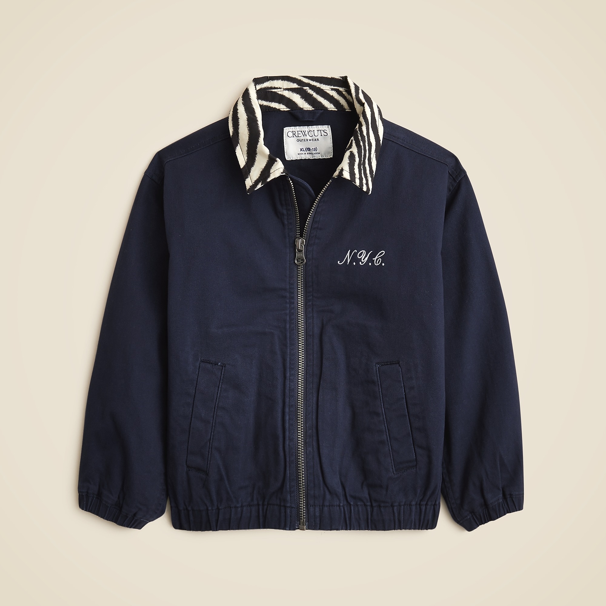 Collection kids' embroidered shirt-jacket with zebra collar-Navy