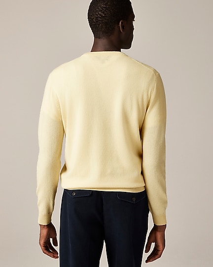 Cashmere crewneck sweater in houndstooth-Light Butter