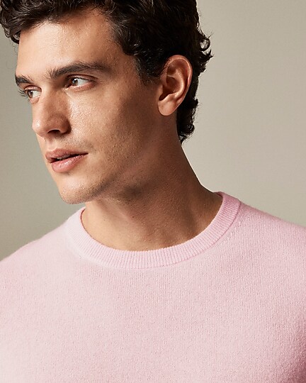 Cashmere crewneck sweater in houndstooth-Pink Wash