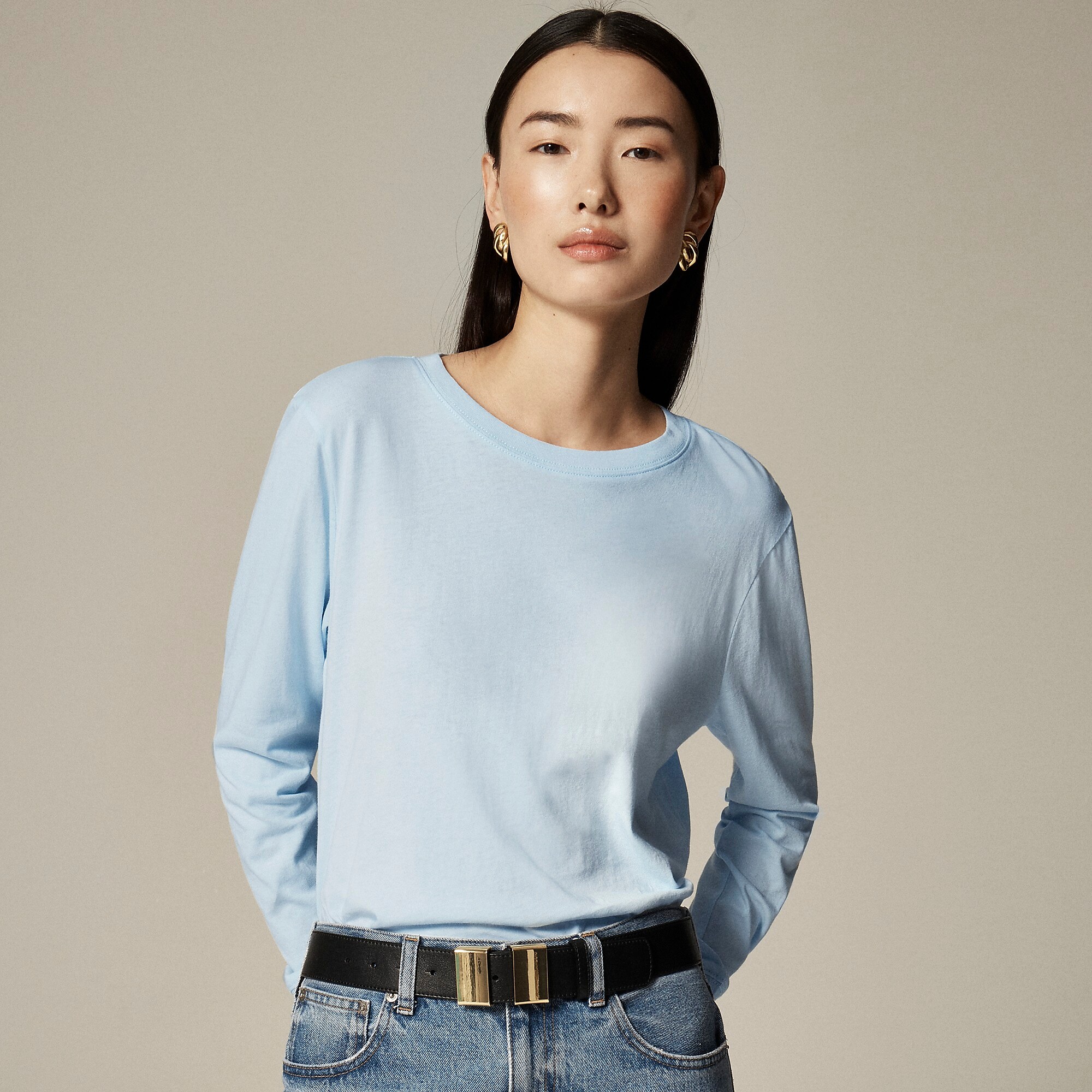 Vintage jersey long-sleeve T-shirt-Blue Breeze