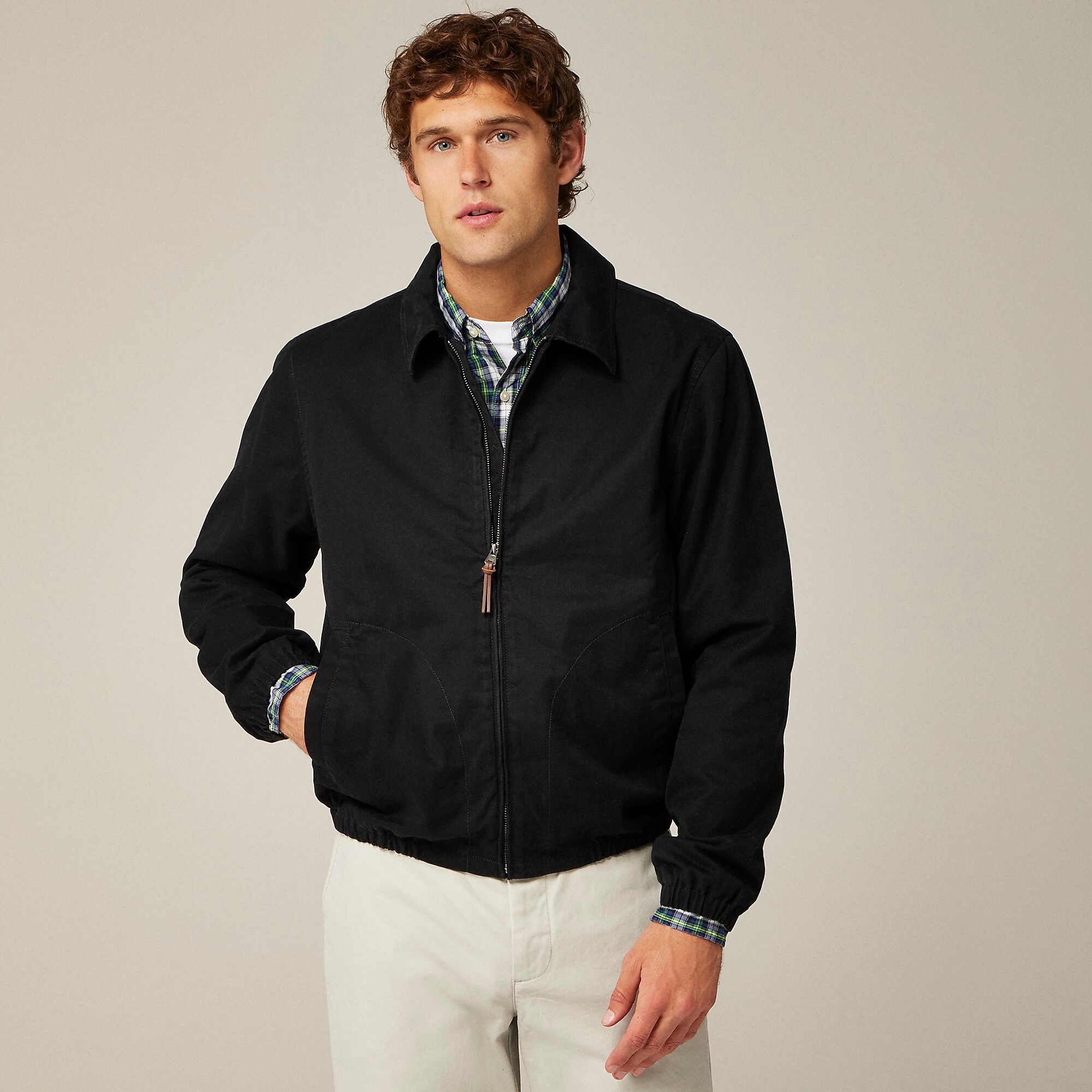 Harrington jacket in cotton twill-Black